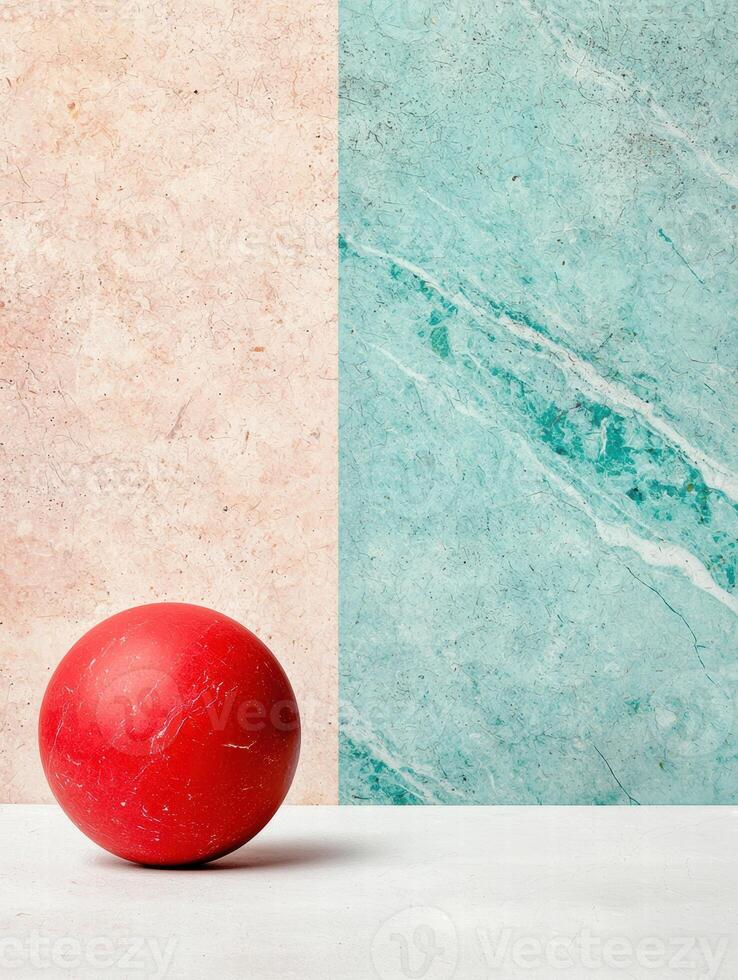 red apple on marble background photo