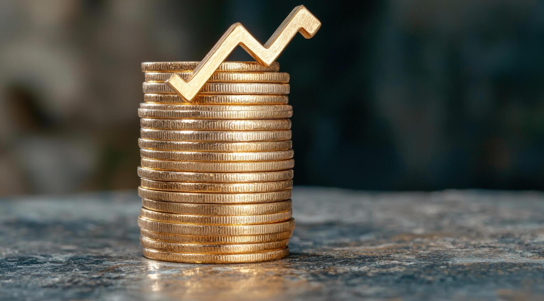 stack of golden coins with checkmark symbol photo