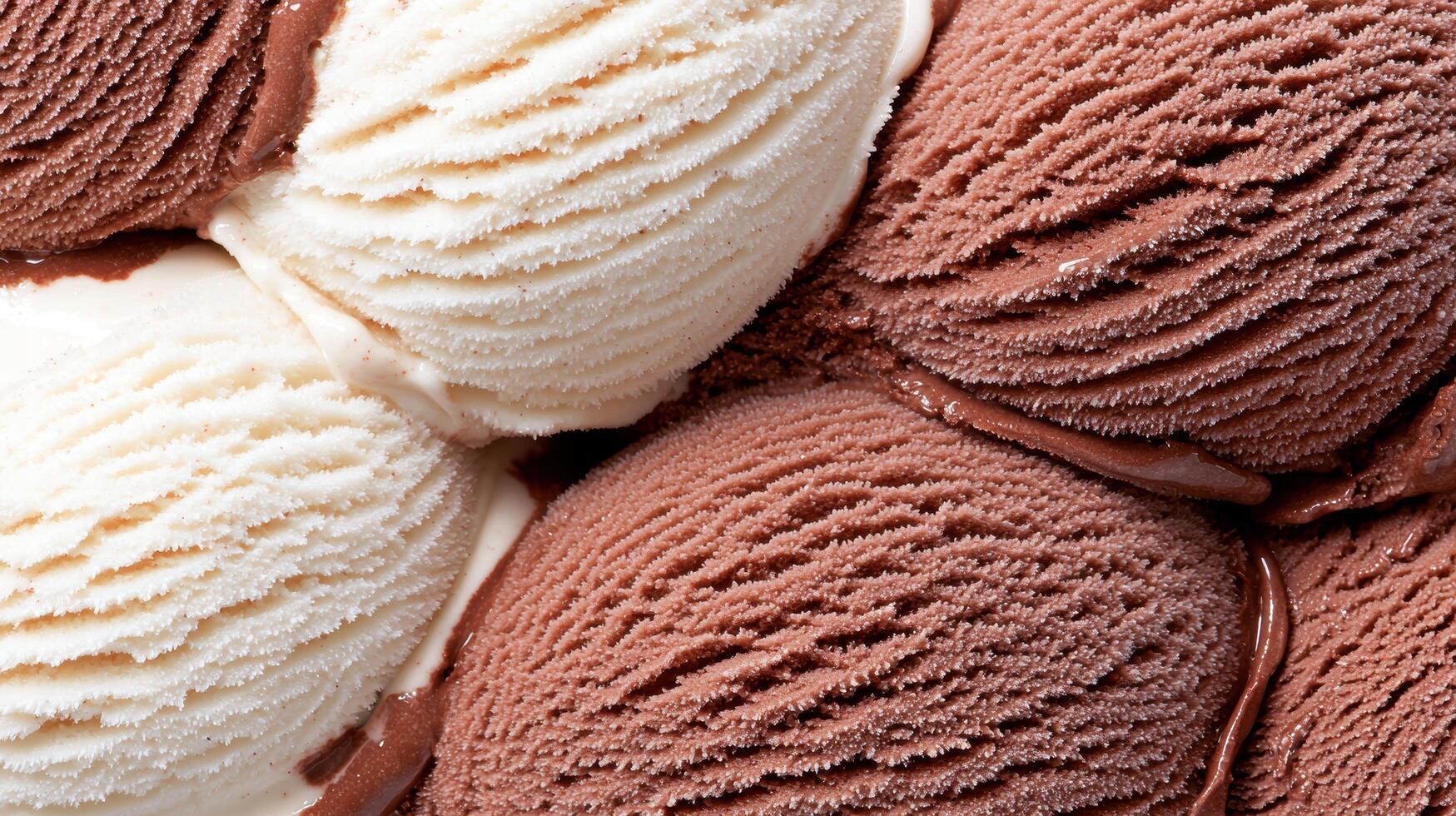 Delicious chocolate and vanilla ice cream scoops photo