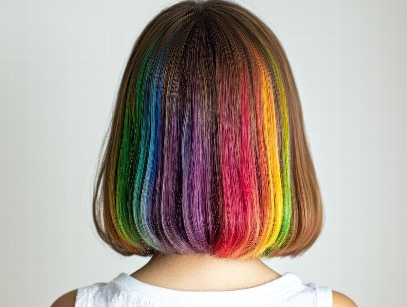 Vibrant rainbow hair color photo