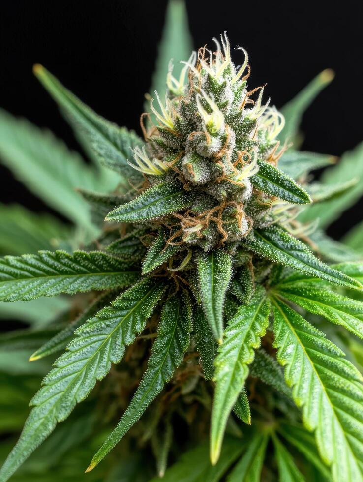 Close up of a cannabis plant with trichomes photo