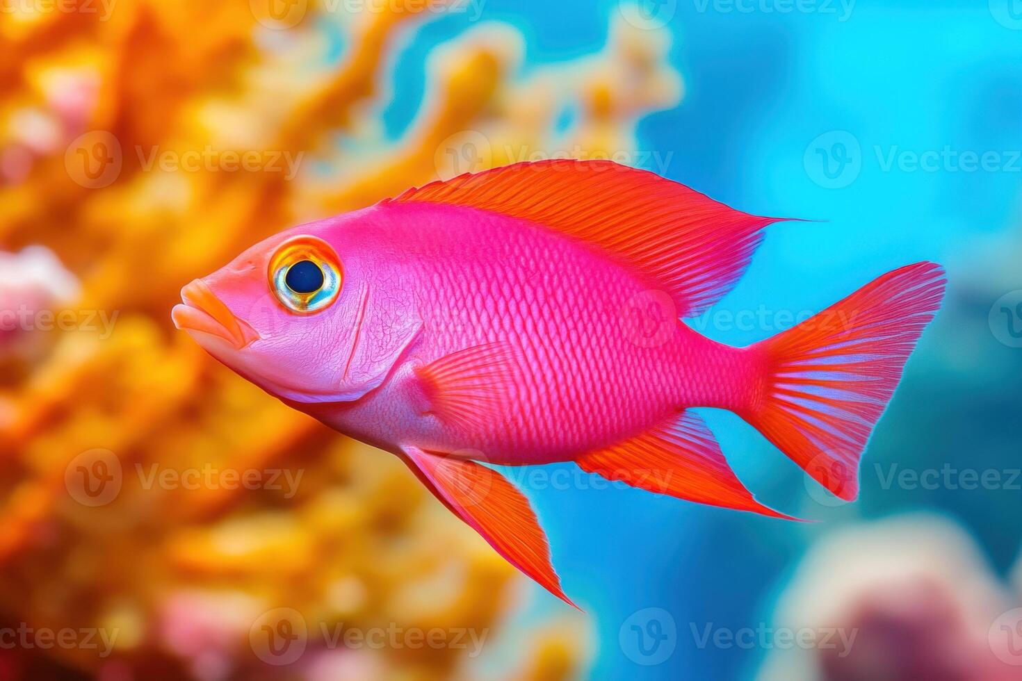 Exotic red fish swimming gracefully among turquoise waters of a vibrant coral reef photo