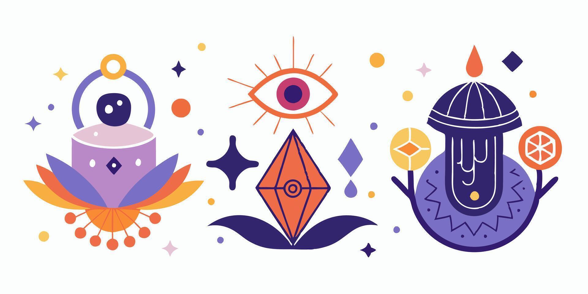 A set of three different colored symbols vector