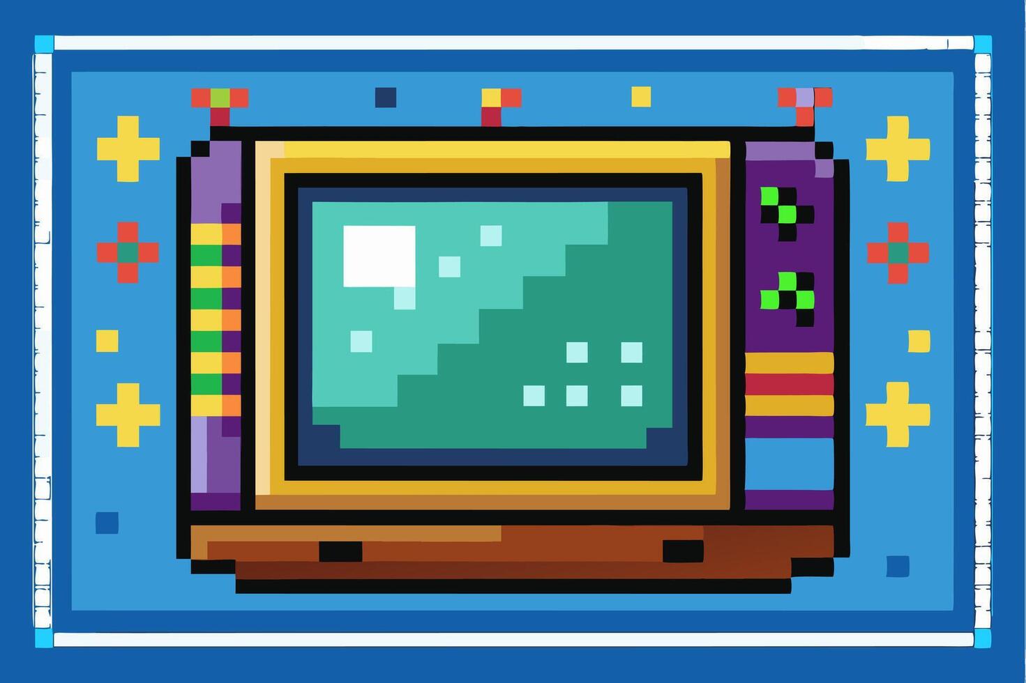 Pixel art tv screen with colorful pixels vector