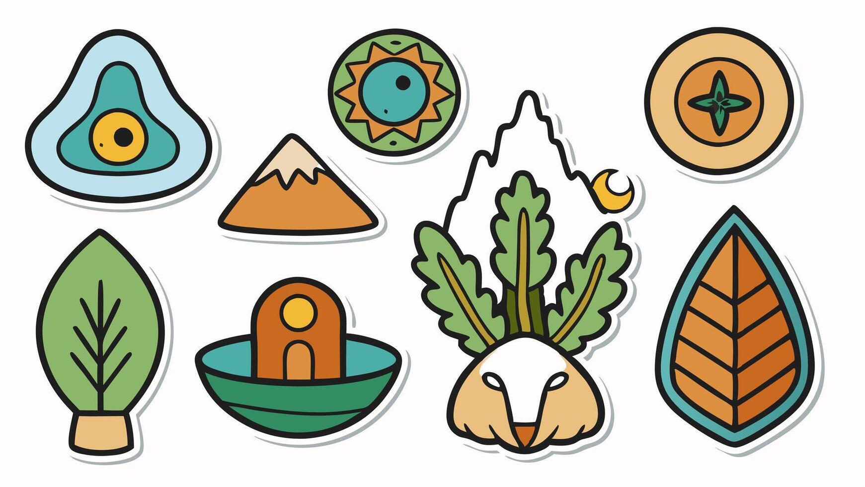 A set of colorful icons with various objects vector