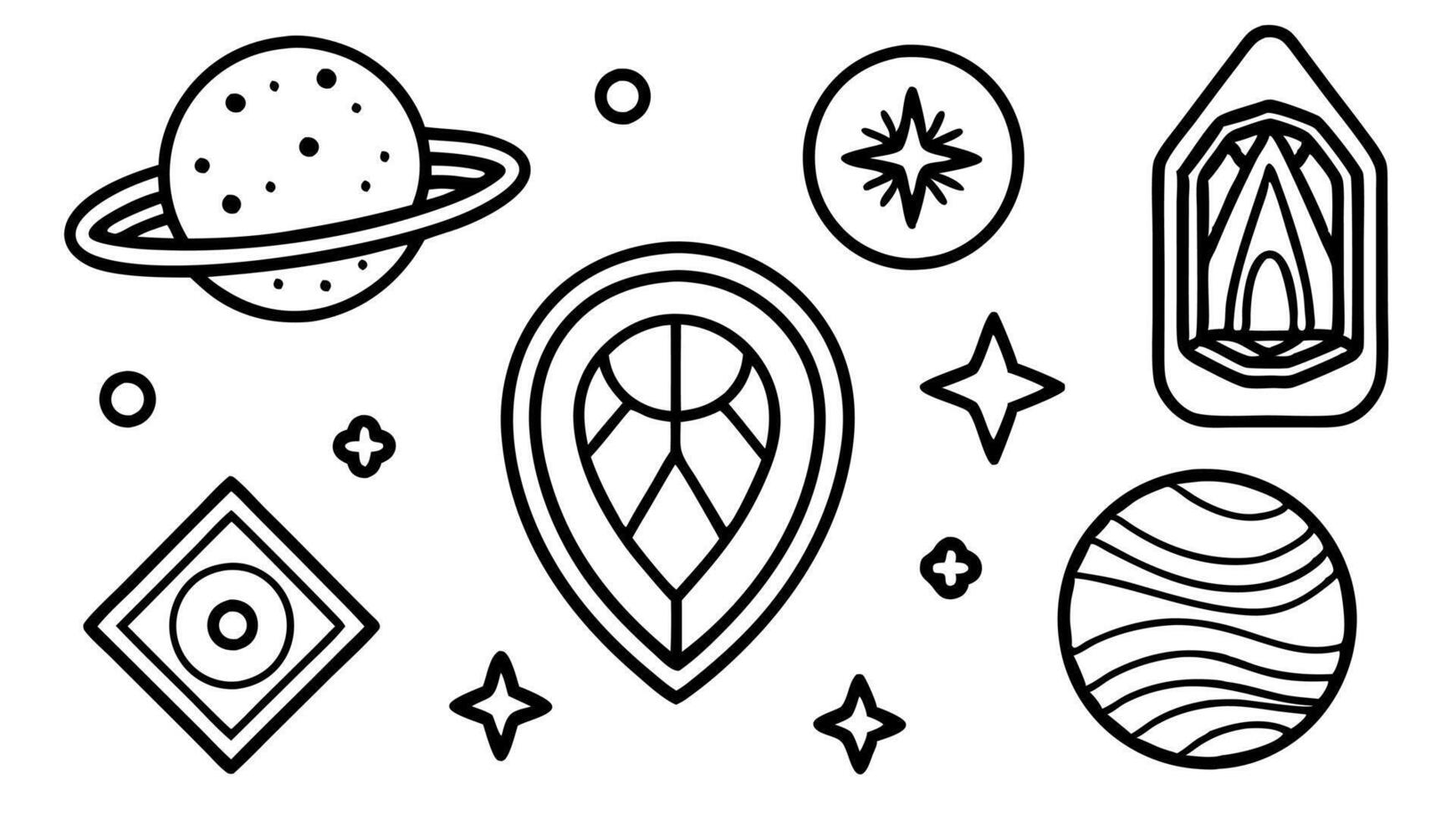Space coloring pages for kids vector
