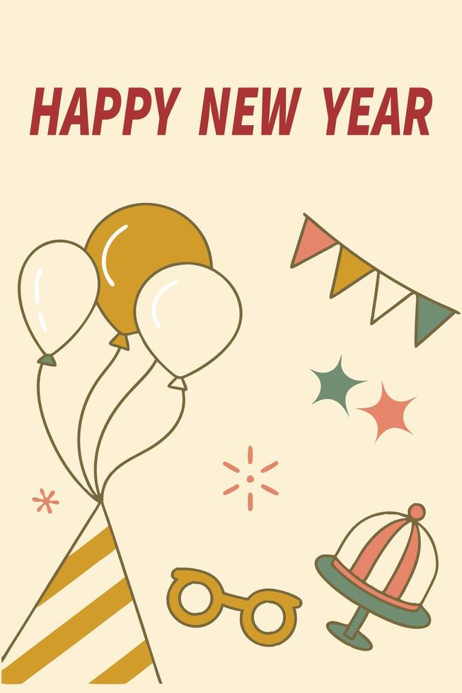 Festive Decorations Celebrating New Year. vector