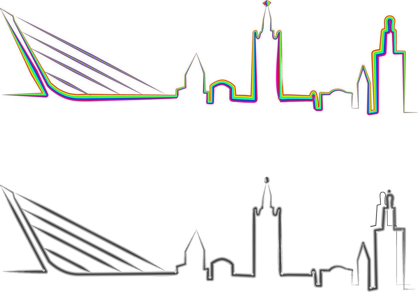 city skyline in different colors art illustration vector