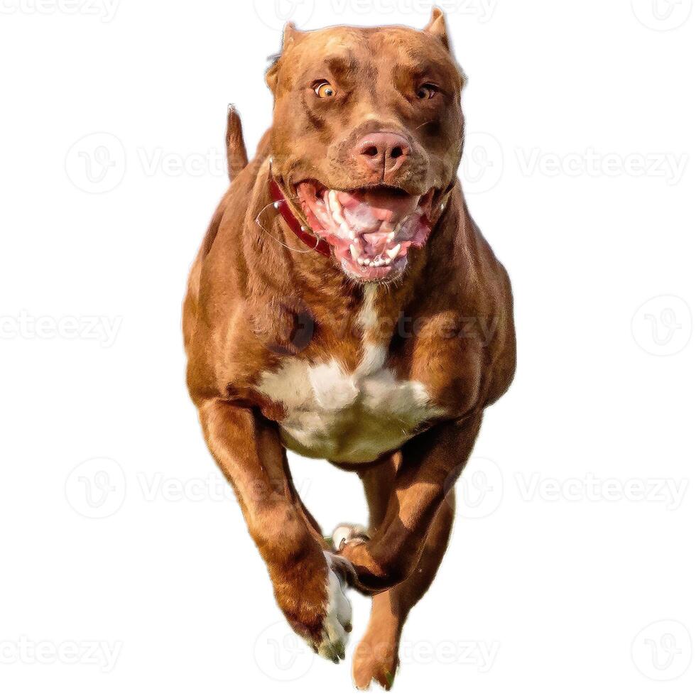 Dog running straight on camera isolated on white background at full speed on competition photo