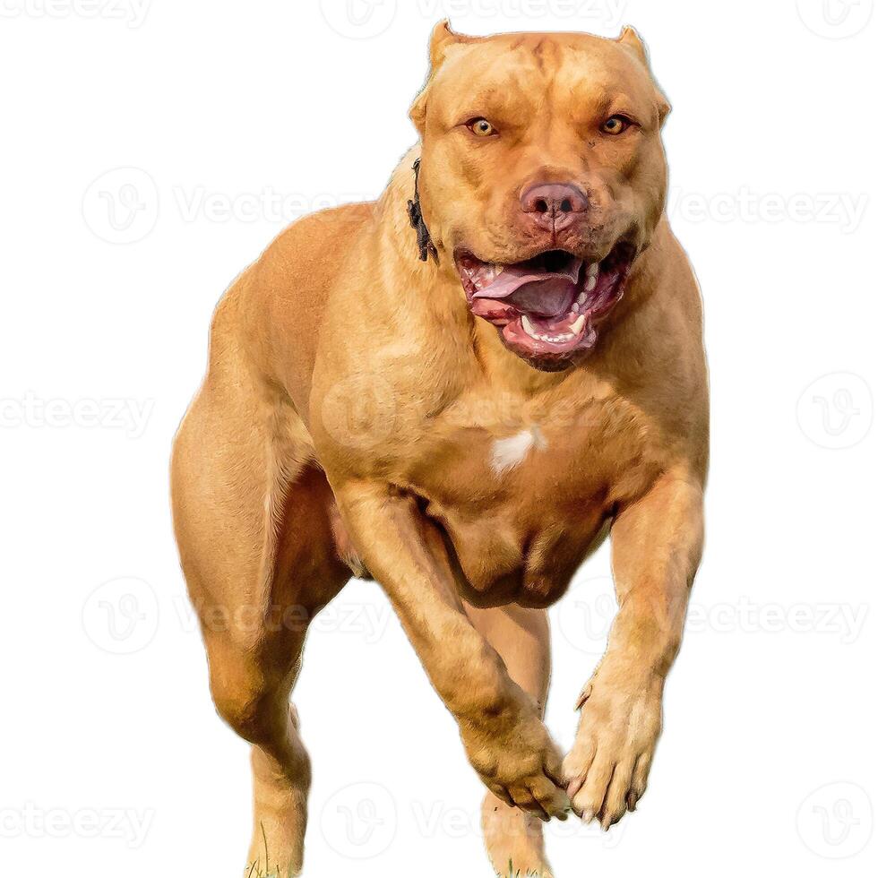 Dog running straight on camera isolated on white background at full speed on competition photo