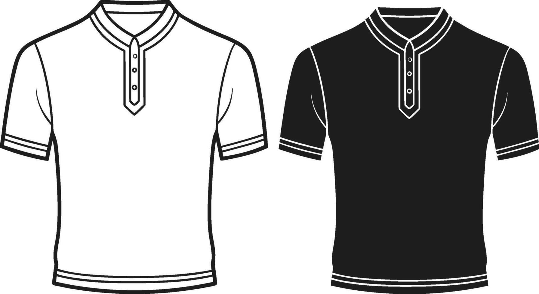 Timeless Henley Shirt Retro Outline vector