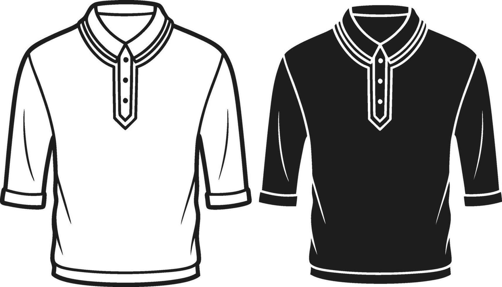 Refined Henley Shirt Retro Sketch vector