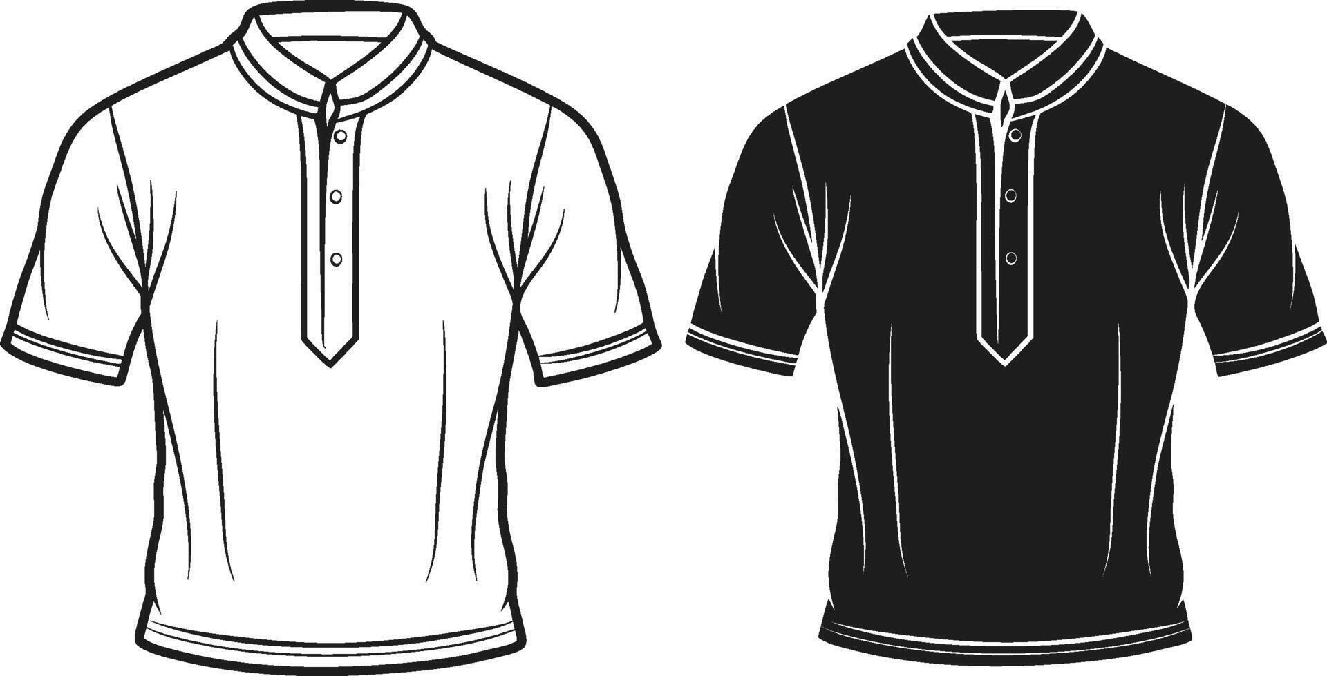 Detailed Line Henley Shirt vector