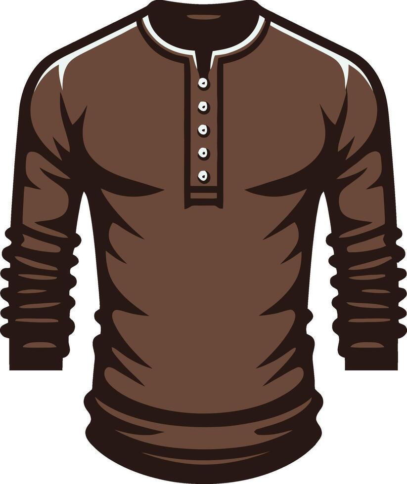 Vintage Minimalist Henley Shirt Sketch vector