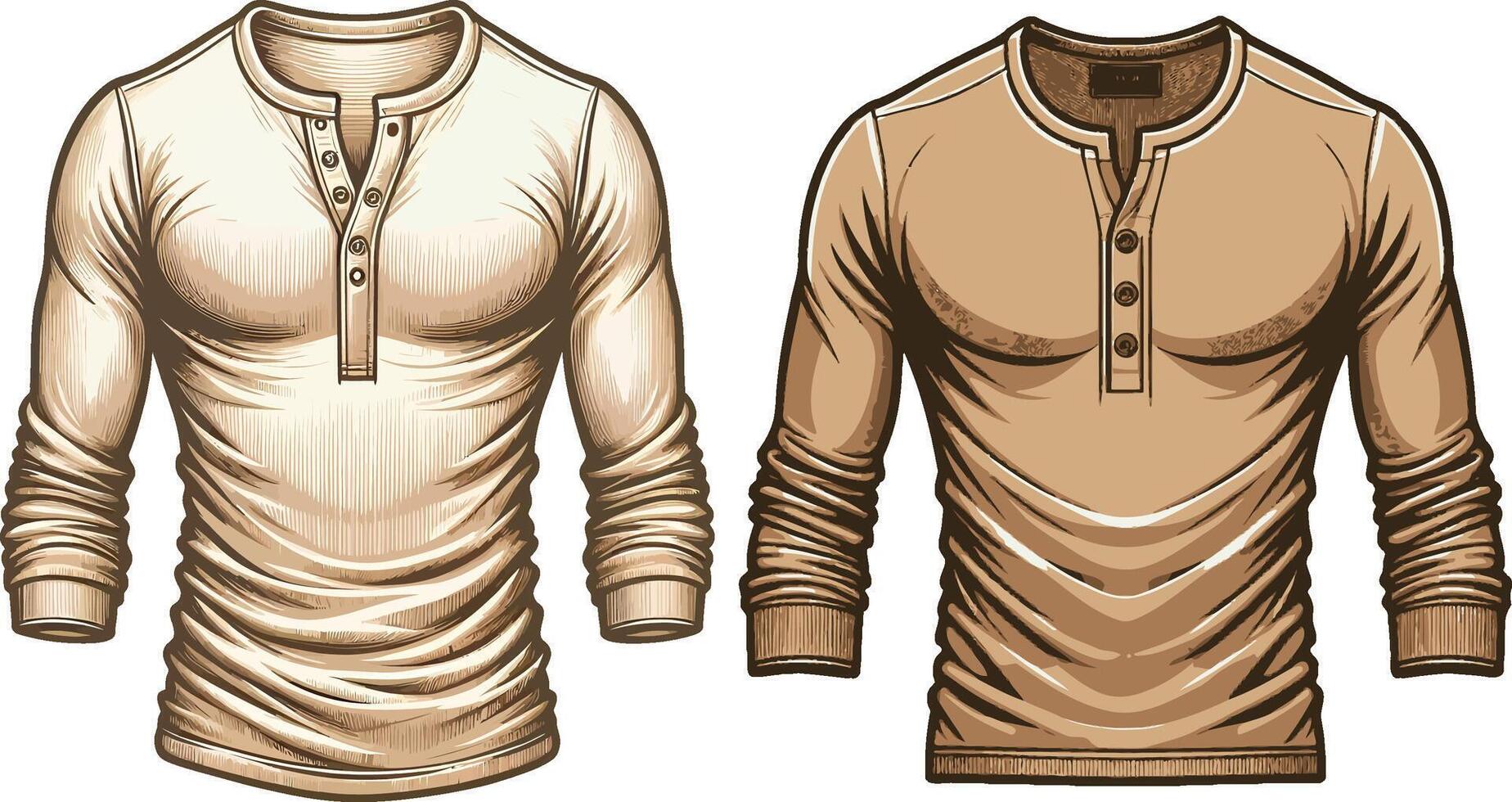 Antique Henley Shirt Silhouette Style vector