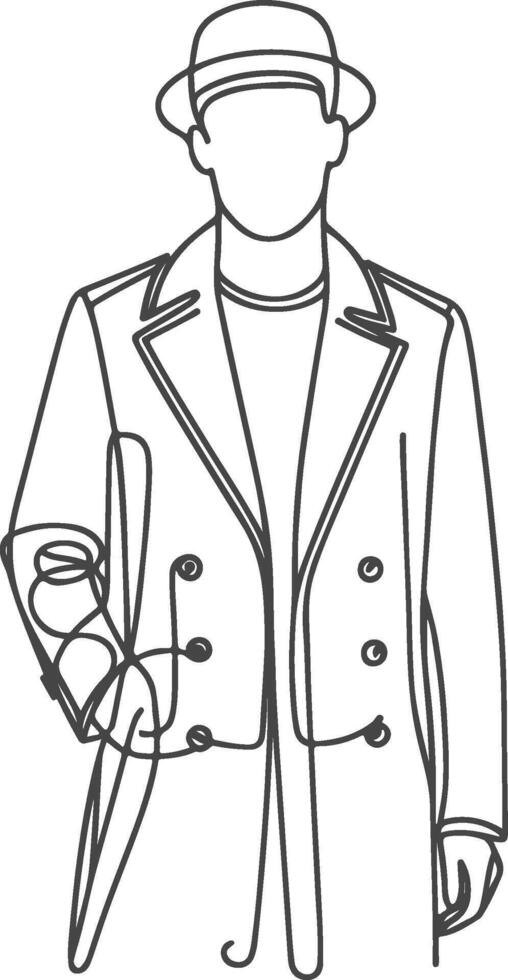 Antique Overcoat Black Linework Design vector