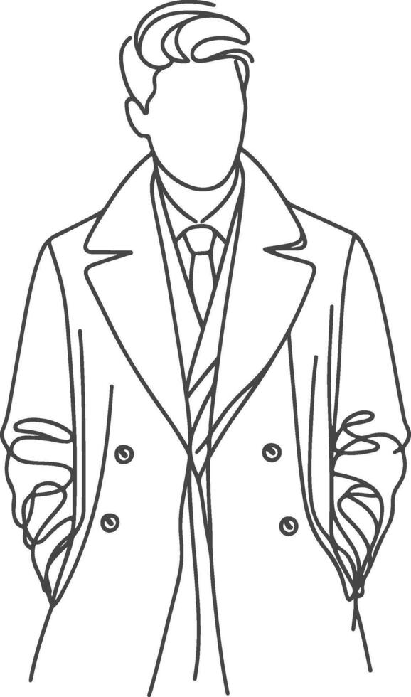 Minimalist Overcoat Black Line Art vector