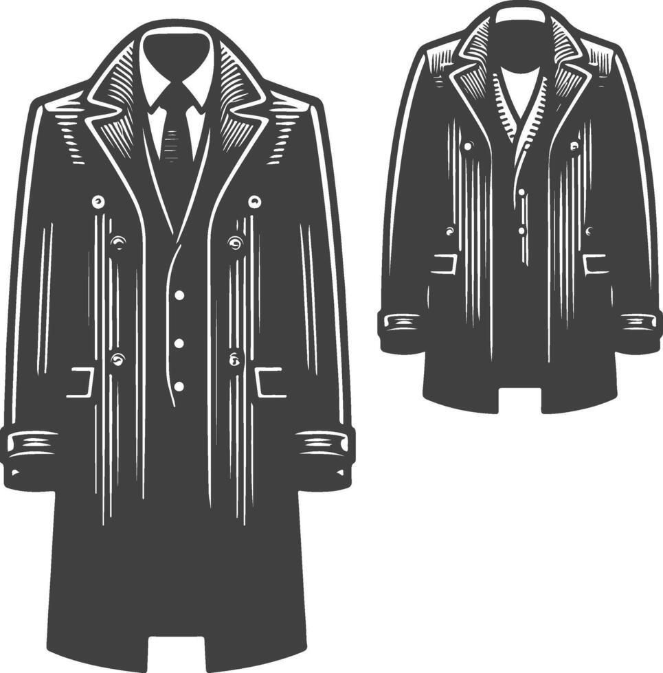 Detailed Retro Style Overcoat Sketch vector