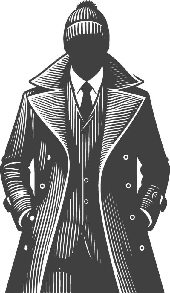 Artistic Black Overcoat Line Design vector
