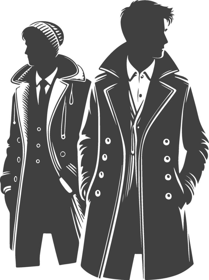 Rustic Overcoat Retro Line Illustration vector