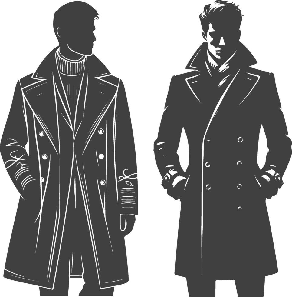 Timeless Black Overcoat Monochrome Design vector