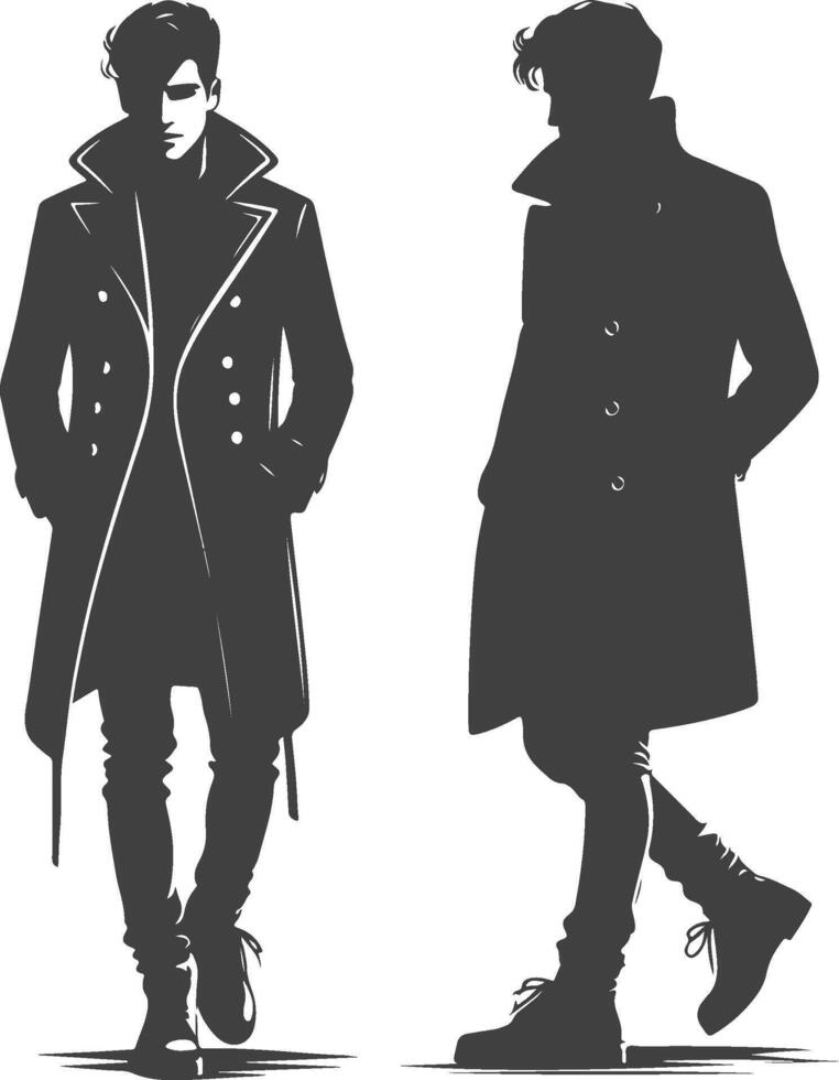 Stylized Overcoat Retro Black Design vector