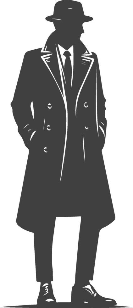Classic Monochrome Overcoat Linework Art vector