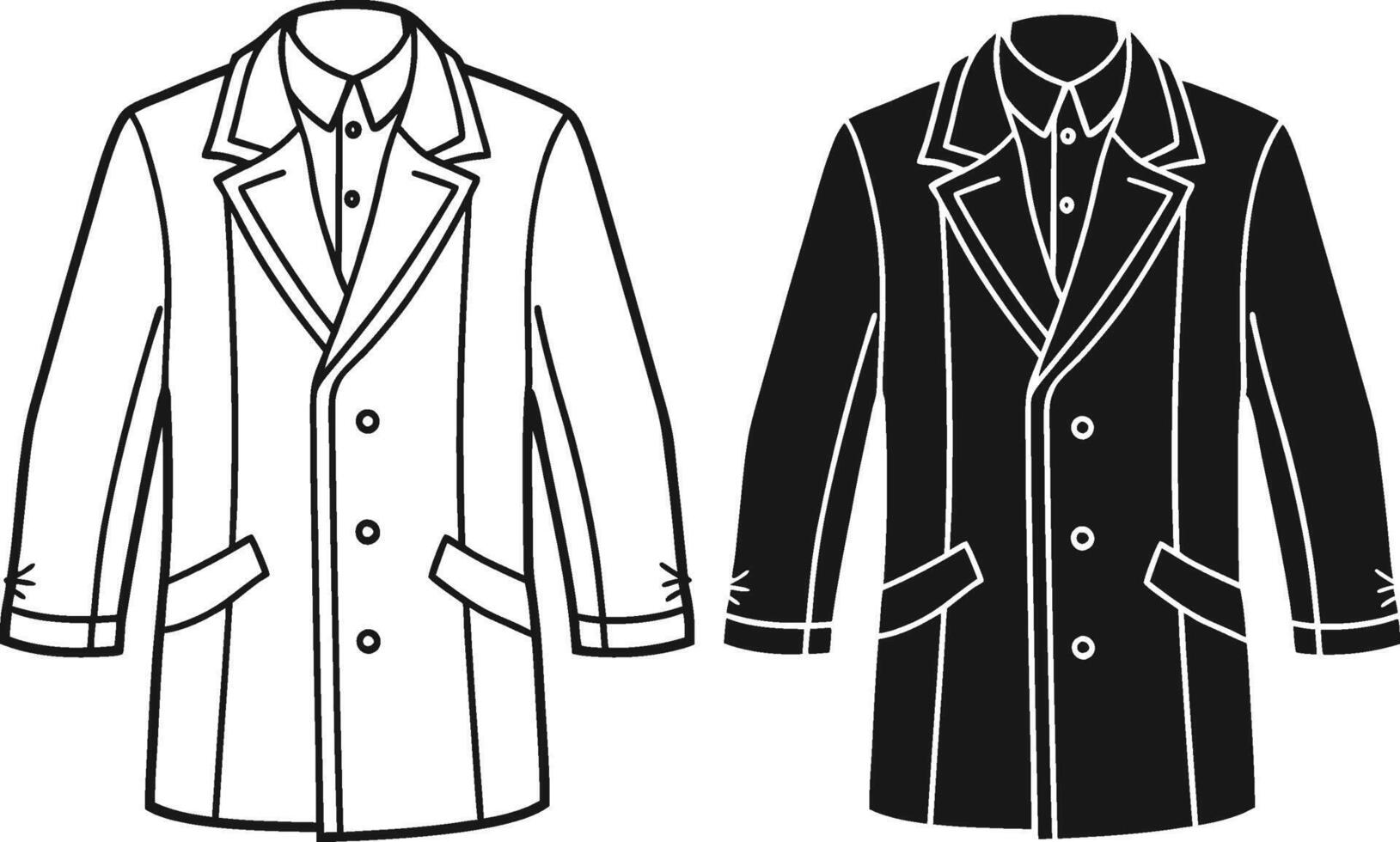 Detailed Vintage Man Overcoat Drawing vector
