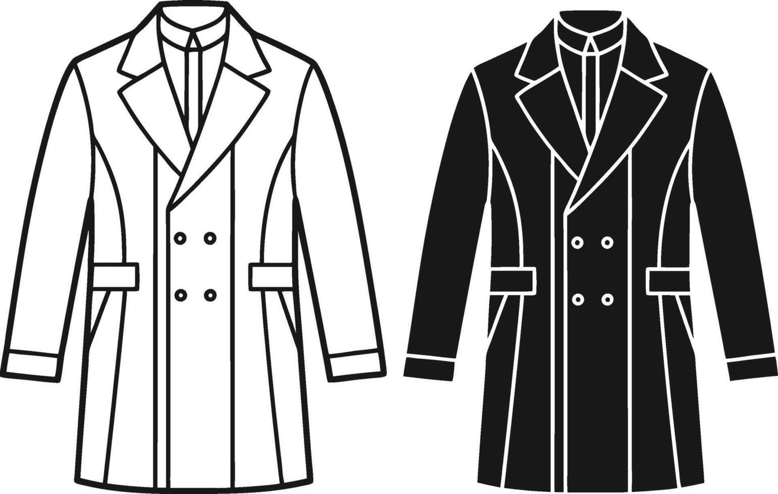 Detailed Heritage Man Overcoat Sketch vector