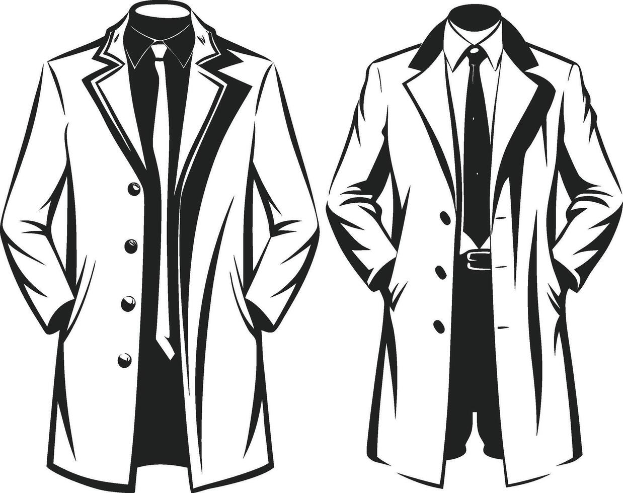Artful Black Line Overcoat Design Sketch vector