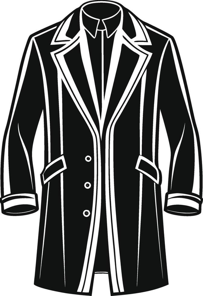 Detailed Black Overcoat Drawing Design vector