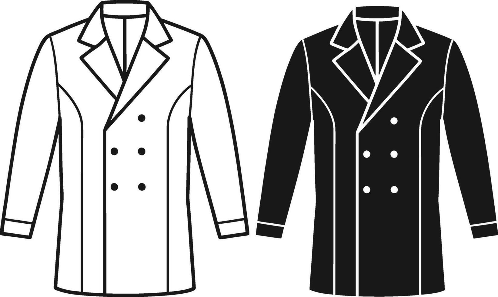 Minimal Man Overcoat Black Line Illustration vector