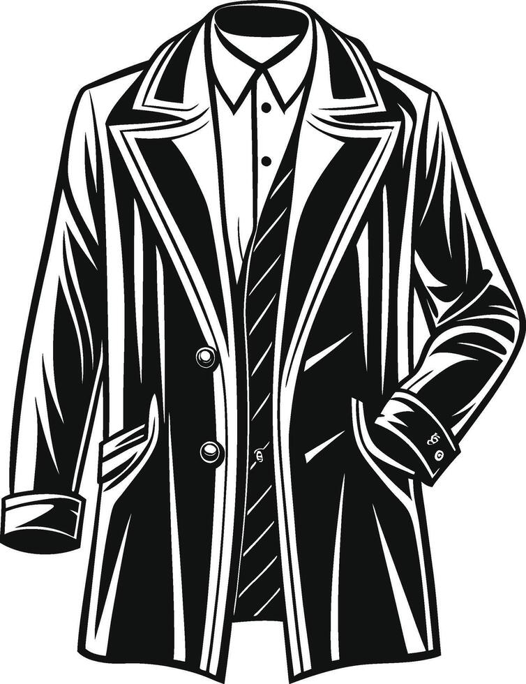 Man Overcoat Retro Minimalist Illustration vector