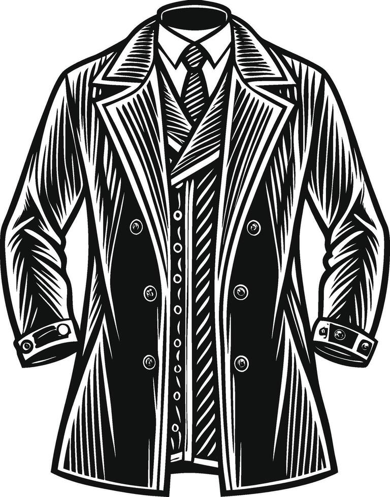 Vintage Minimalist Overcoat Outline vector