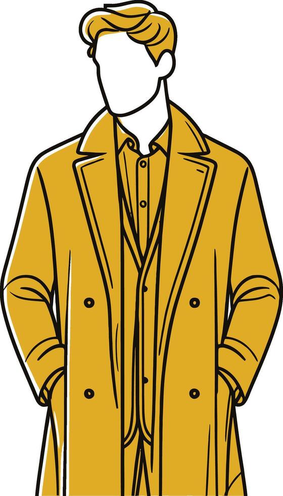 Artful Overcoat Line Design Artwork vector