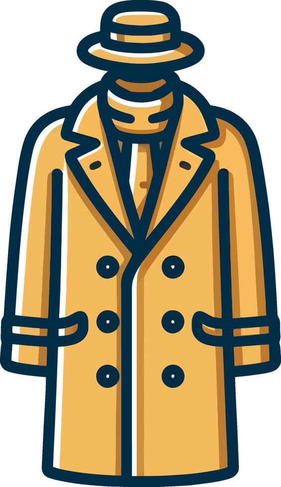 Stylish Man Overcoat Monochrome Drawing vector