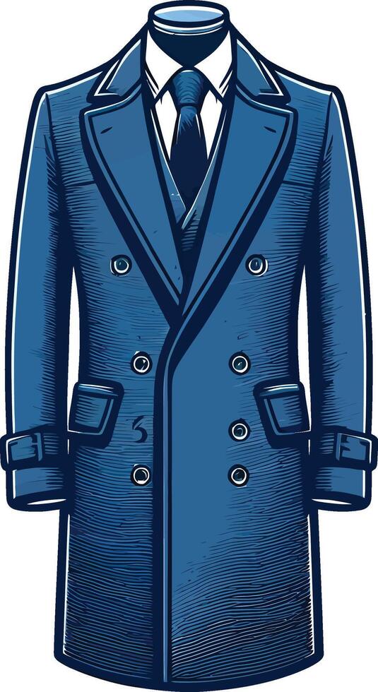 Sophisticated Retro Overcoat Drawing vector