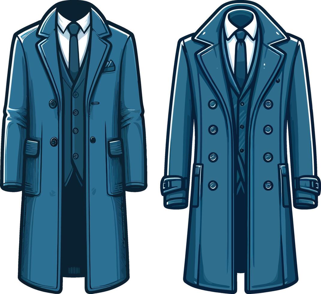 Heritage Man Overcoat Sketch Drawing vector
