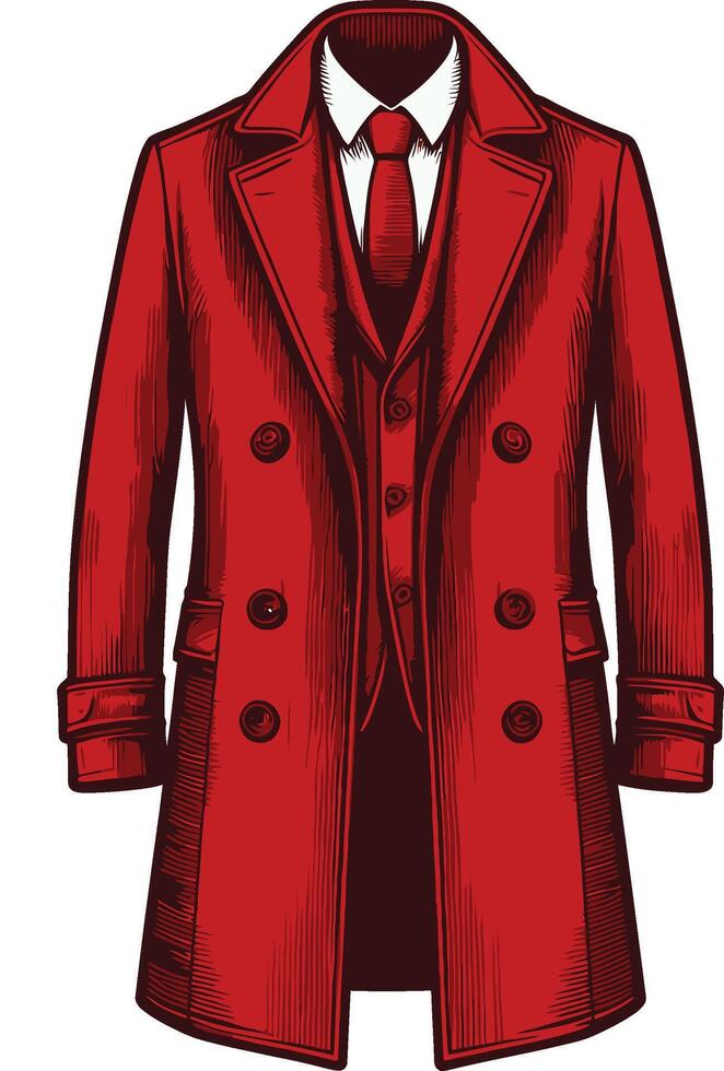 Elegant Retro Overcoat Sketch Illustration vector