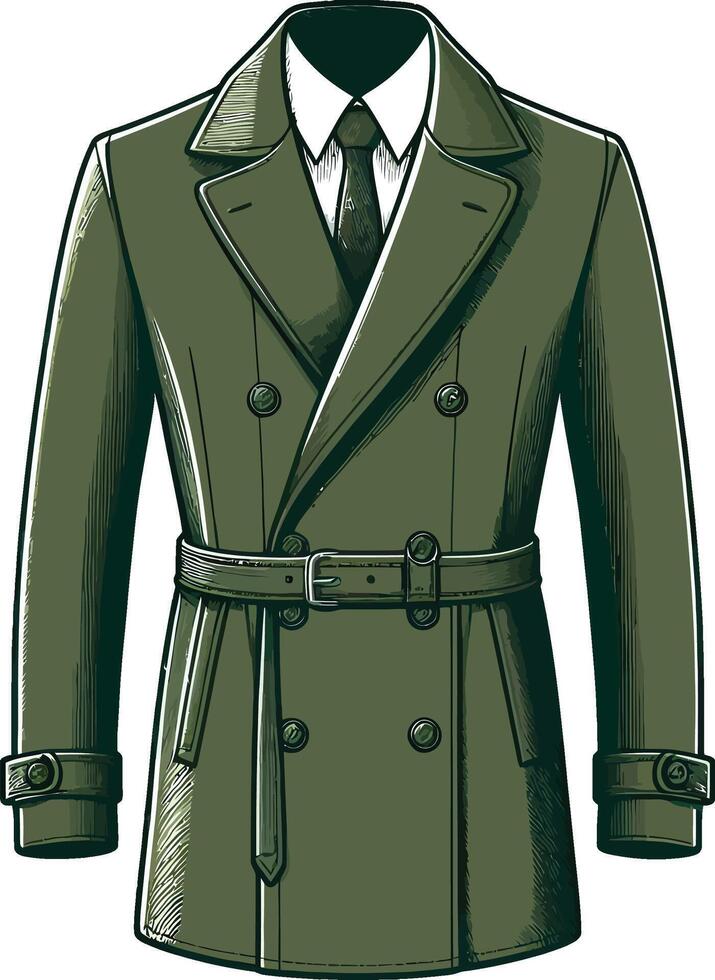 Antique Overcoat Monochrome Illustration vector