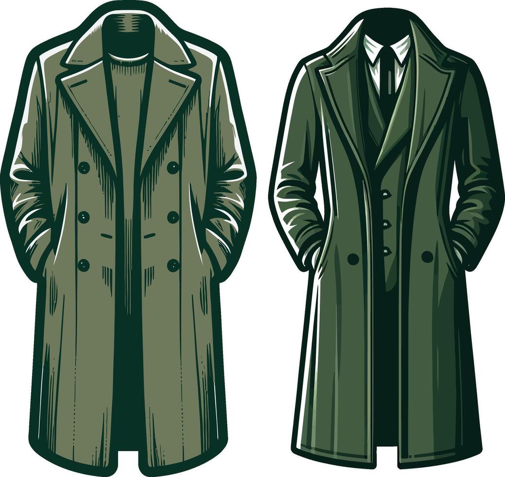 Elegant Vintage Overcoat Outline vector