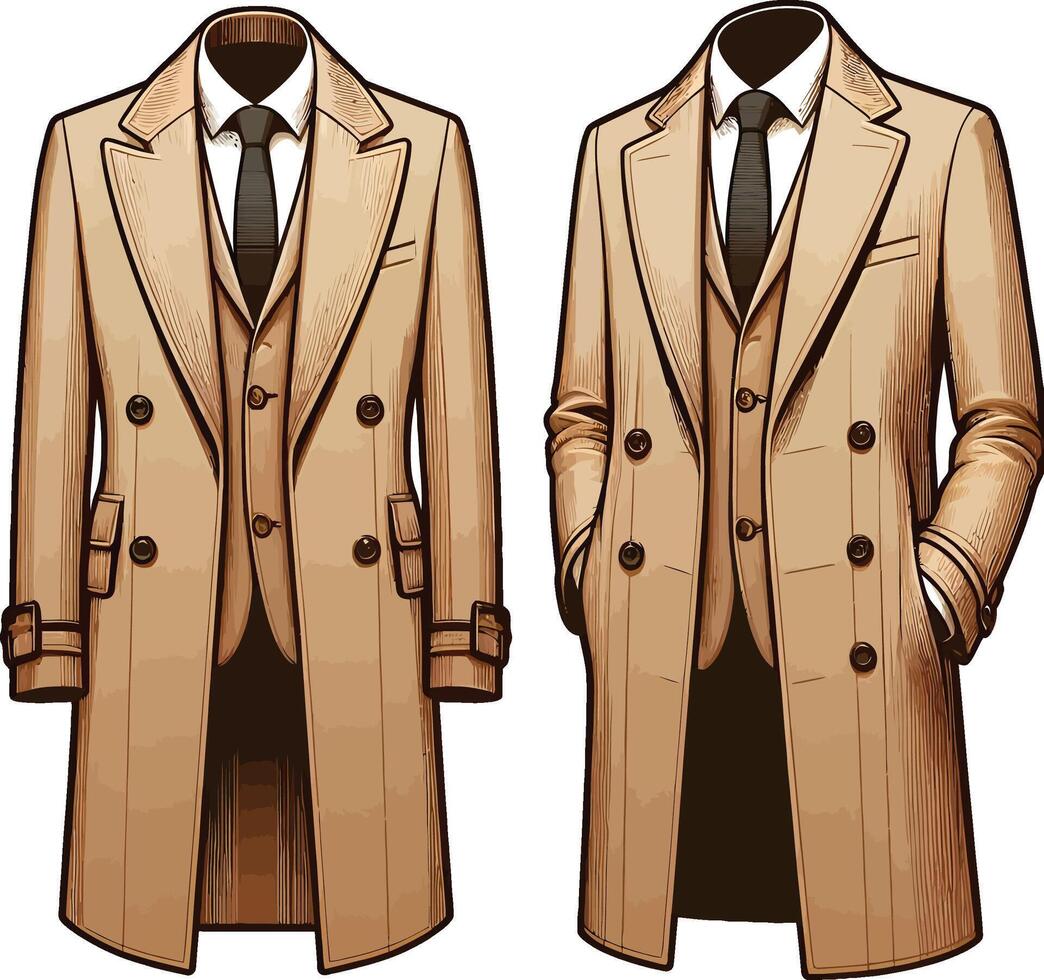 Vintage Man Overcoat Artistic Drawing vector
