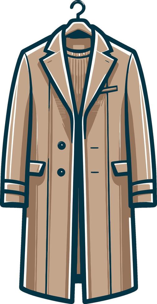 Minimalist Overcoat Black Line Illustration vector