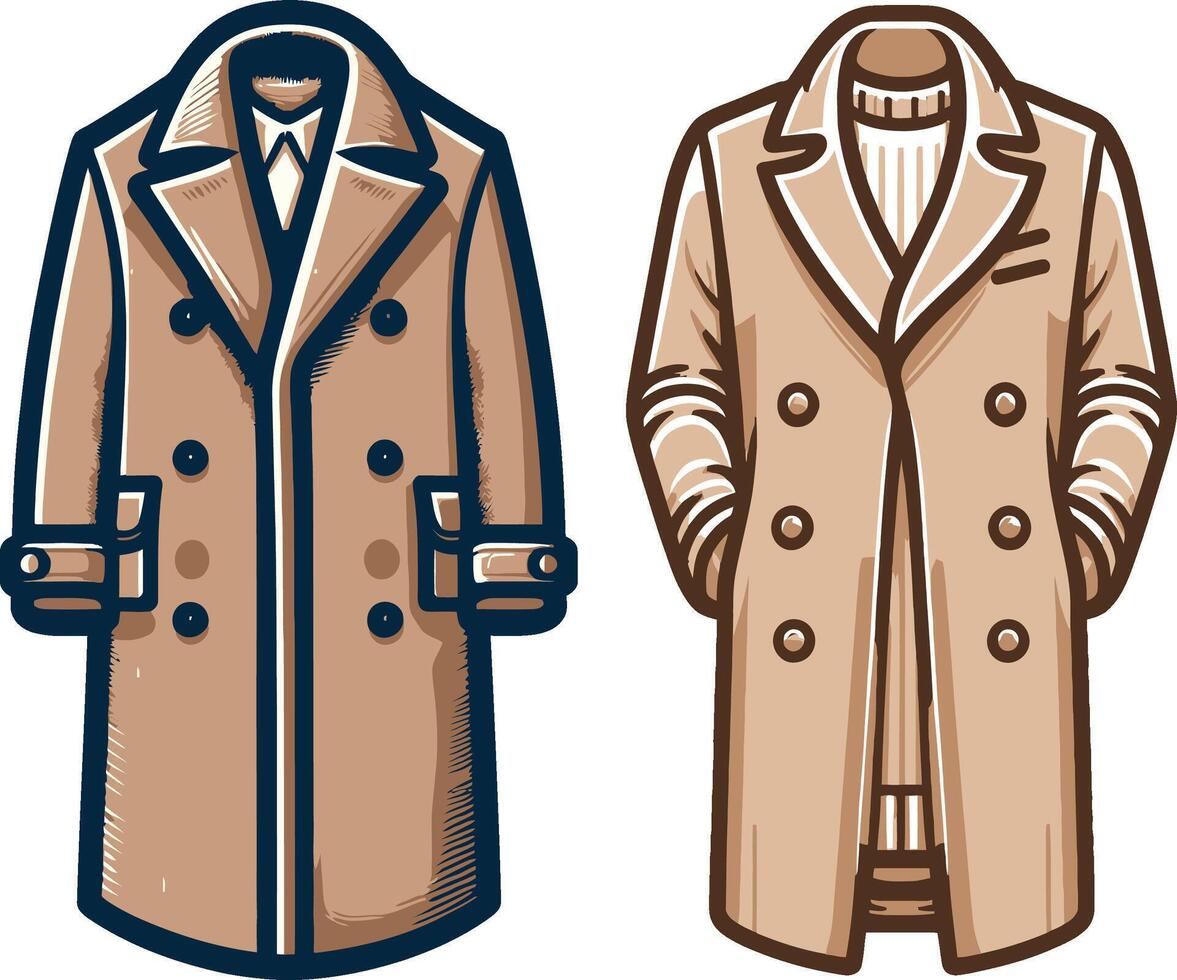Antique-Inspired Overcoat Sketch vector