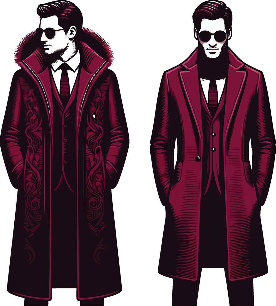 Sophisticated Overcoat Vintage Illustration vector