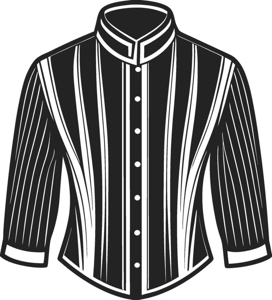 Classic Mandarin Collar Black Outline Sketch vector