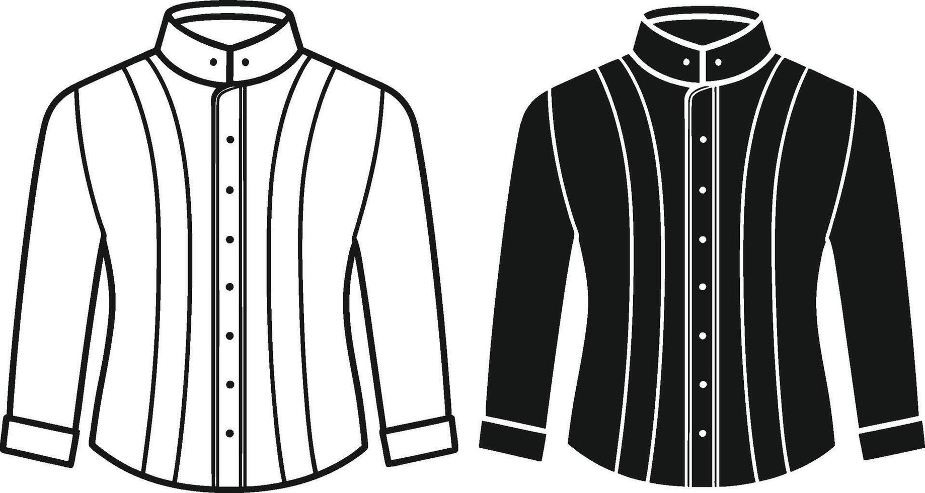 Elegant Vintage Mandarin Shirt Outline Design vector