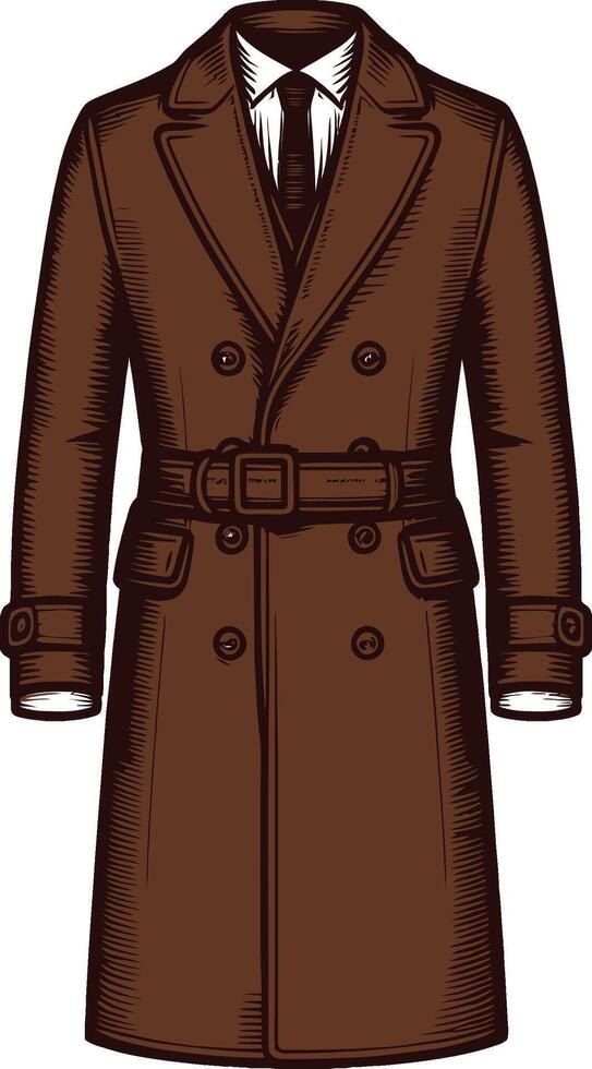 Detailed Overcoat Monochrome vector