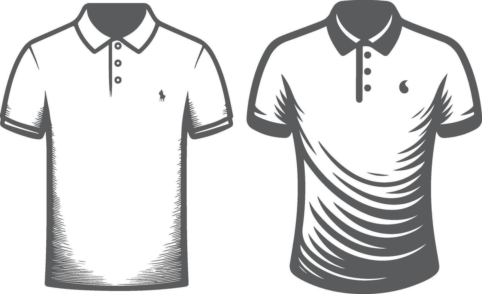 Rustic Polo Shirt Retro Line Art Illustration vector