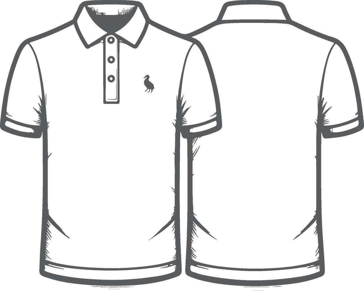Refined Polo Shirt Artistic Black Sketch vector